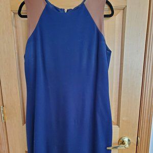 EUC Ralph Lauren Sheath Dress with Leather Shoulders SZ 14